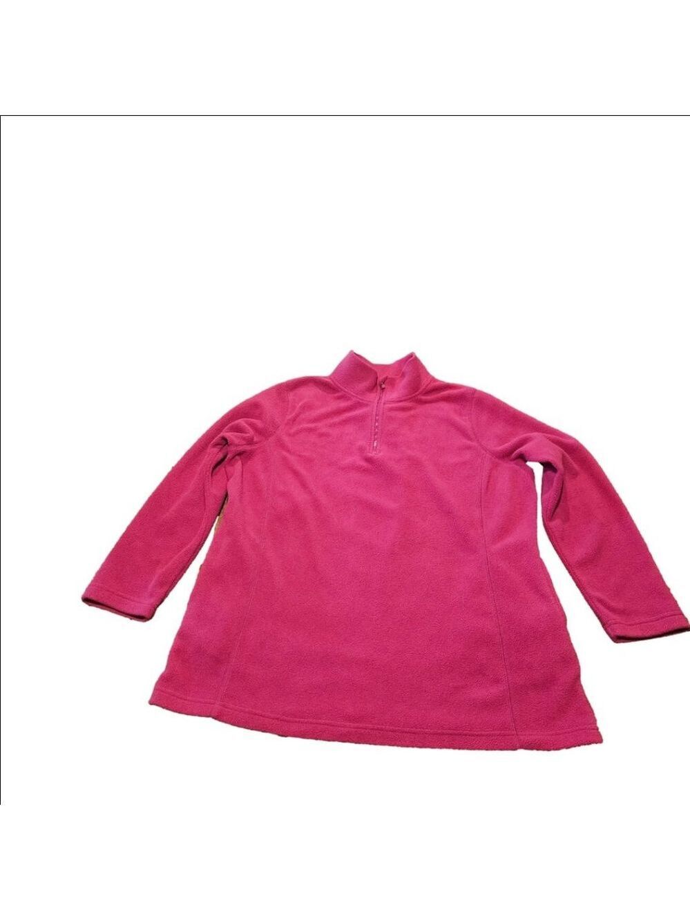 Women's Woman Within Pink Fleece 1/4 Zip Sweatshirt Plus Size 14/16